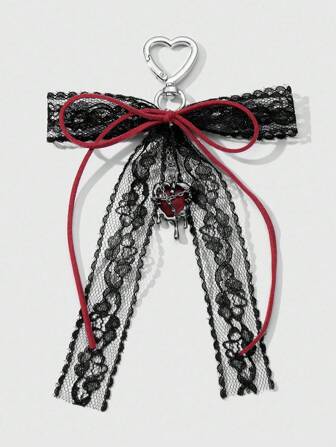 Kawaii 1 pièce Nœud en velours rétro Y2K style gothique double face, dentelle noire, goutte d'eau en cristal papillon DIY porte-clés pendentif, convient pour les femmes, port quotidien ou cadeau