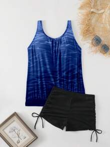 Swim Lushoire 新款女士坦基尼泳衣套装，海滩度假风格，修身又显身材