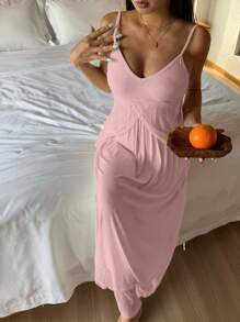 DAZY 女式蕾丝拼布透明吊带睡衣 - 粉色 - 查看 5