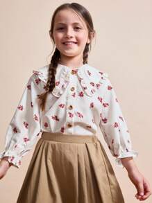 Maija Kids Maija Kids 女童碎花荷叶边领纽扣长袖衬衫 - 彩色 - 查看 3