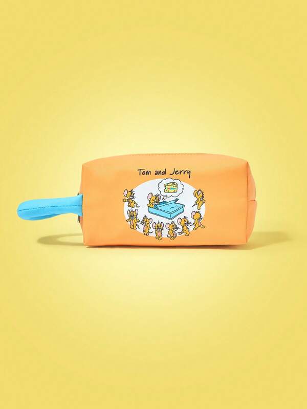 TOM & JERRY X SHEIN Cartoon Cheese Pattern Yellow Cheese Fashionable Portable Kawaii Women Top Handle Bag