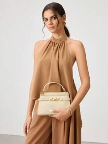 SHECARRY Women's Fashionable Versatile Minimalist Shoulder Bag & Handbag - Beige - View 6