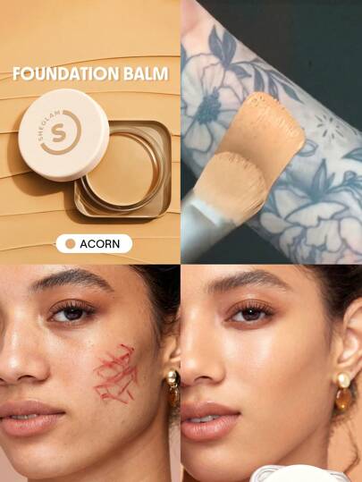 SHEGLAM Base De Maquillaje De Cobertura Total En BáLsamo Acorn De Larga DuracióN, Cobertura Total, Sin Poros, Impecable, Resistente A La DecoloracióN, Control De Grasa, Resistente Al Sudor, Base De Maquillaje Con Control De Grasa, Cobertura Total, Corrector, Corrector, Corrector, Cobertura Total, Sin Poros, Imperfecciones, No Grasoso, No Se Apelmaza, Base De Maquillaje En Crema De Aspecto MáS Suave, Base De Maquillaje Suave Marca Belleza Maquillaje Maquullaje CosméTica Para Mujeres NiñAs Perfecto Para Invierno Primavera Ideal Para Y2K Elegante Moda Adecuado Para CumpleañOs San ValentíN Regalo Fiesta Listo Mejor Color