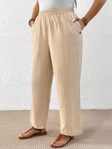 EMERY ROSE بنطلون كاجوال صيفي فضفاض بخصر مطاطي للنساء ذوات الأحجام الكبيرة