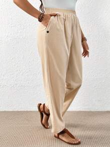 EMERY ROSE بنطلون كاجوال صيفي فضفاض بخصر مطاطي للنساء ذوات الأحجام الكبيرة