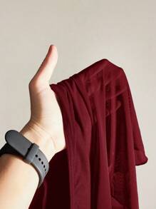 SHEIN ICON Plus Size Women's Asymmetrical Plain See-Through Mesh Hem Camisole Tank Top, Rave Top, See Through Top, Suitable For Summer Vacation, Graduation Season, Back To School, Y2K Style Burgundy Top Tie Front Top