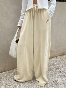 Livesso Women's Cream Yellow Loose Casual Knit Pants - Yellow - View 3