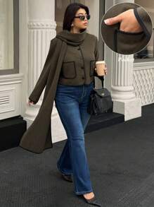 Plus Size Jackets - Army Green - View 3