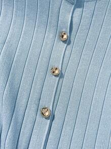 Franclia 新款夏季法式宽松罗纹修身休闲通勤女式针织开衫针织毛衣休闲穿搭春季大学服装