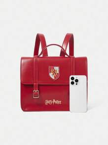 HARRY POTTER X SHEIN Red School Fashion Backpack With Badge Design For Women - Red - View 3