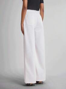 Daynim 女式休闲白色牛仔直筒裤 - 白色 - 查看 2