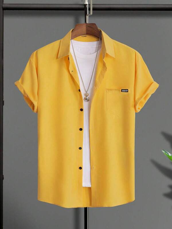 Manfinity Hypemode Cămașă pentru bărbați cu detaliu de plasture fără tricou