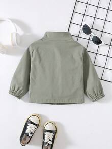 Baby Boy/Girl Fashionable Solid Color Zip-Up Long Sleeve Jacket Baby Zip Up Jacket Baby Boy Zip Up Jacket Baby Jacket Baby Boy Jacket,In Fall/Winter - Green - View 2