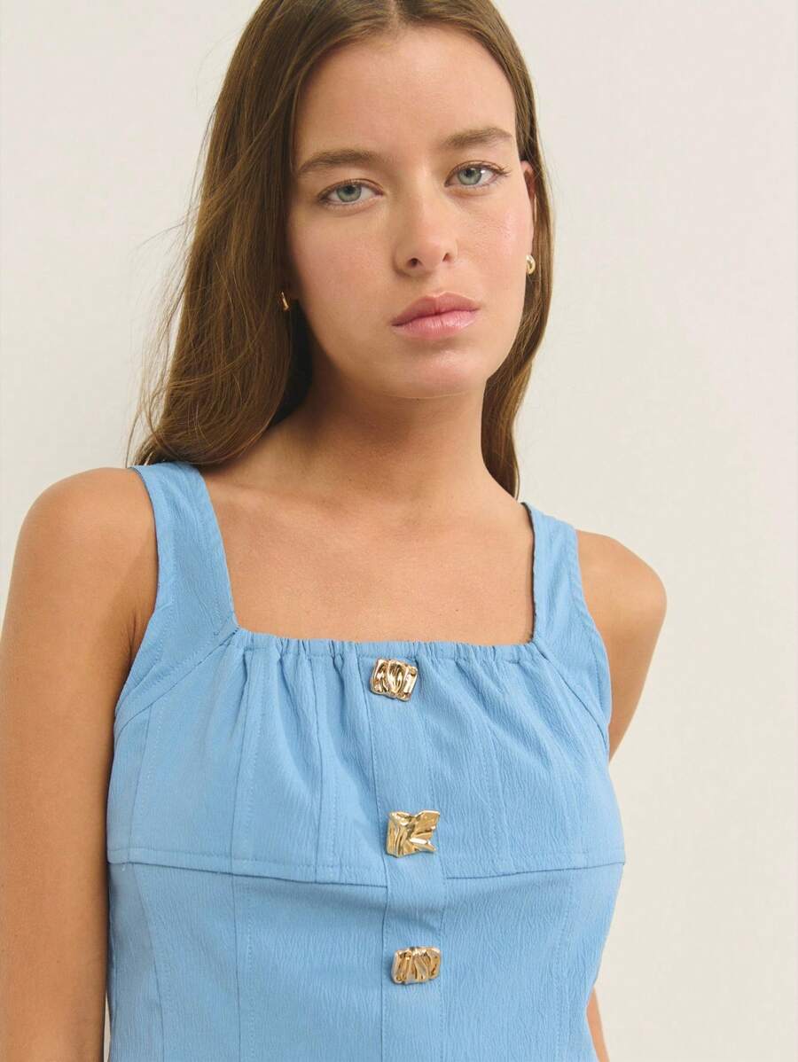 Nöista Corpiño ajustado y corto con silueta de bustier, cuello cuadrado con tirantes, de tela texturizada; diseño ligero y transpirable perfecto para playas, looks de celebración del orgullo, aeropuerto para mujeres; esencial versátil de verano