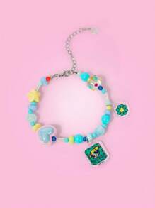 THE POWERPUFF GIRLS X SHEIN Bubbles Pattern Beaded Pendant Bracelet - Multicolor - View 1