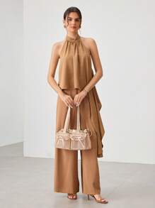 SHECARRY 时尚百搭甜美风格网眼单肩包、健身包 - 裸色 - 查看 5