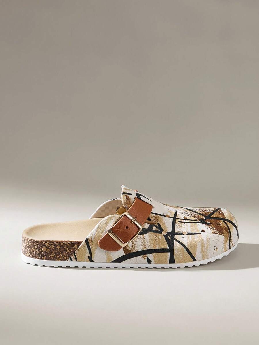 Solecia 2025新款女士厚底镂空一脚蹬凉鞋，防滑沙滩PVC包头拖鞋，适合夏季户外穿着