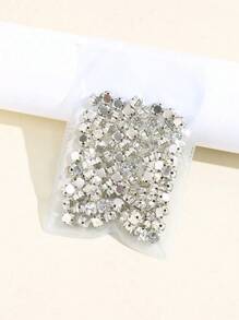 Silber + klare Steine 3mm-8mm runde Form glänzende handgefertigte Glas Nähkristall handgenähte Strass Dekorationsperlen mit flachem Rücken und Löchern, Glitzersteine Edelsteine DIY Accessoires zum Aufnähen auf Kleidung, Kleider, Taschen, Schuhe, Broschen, Ohrringe, Handwerksarbeiten