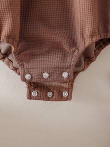 SHEIN 女婴荷叶边领长袖连体衣，花卉乡村风秋冬款