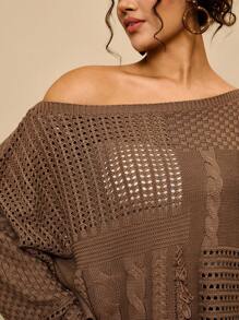 Travachic Áo len chui đầu dệt kim rộng rãi cho nữ - Màu Khaki - Xem 1