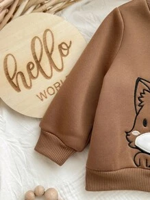 SHEIN Set di felpa con maniche lunghe e pantaloni con motivo carino a cartoni animati per neonata