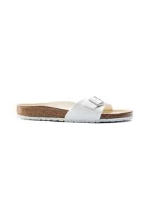 Birkenstock Madrid BF 白色女士可调节扣环休闲舒适一脚蹬凉鞋，适合日常穿着 - 白色 - 查看 1