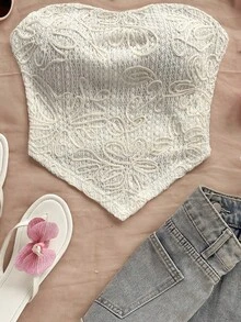 Soleia Áo hai dây dệt kim jacquard thêu viền màu xanh rêu dành cho nữ khi đi nghỉ - Màu be - Xem 6