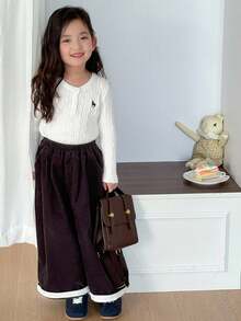 Dazy Kids Young Girl Fall Clothes, Girls Animal Embroidery Long Sleeve Sweater - White - View 6