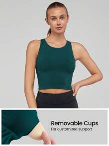 GLOWMODE Powersculpt™-Air Racerback Tank Round Neck Waist Length Medium Support Impact Running Training Quick Dry Moisture Wicking Cool Feeling Gym Fall Winter