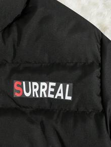 EURMUSE Men High Quality Letter Printed Regular Wintercoat - Black - View 3