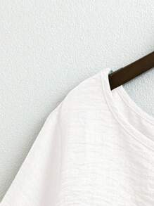 Linhara 大码女式圆领休闲/日常/户外/简约/度假纹理草绿色套头衫，春夏