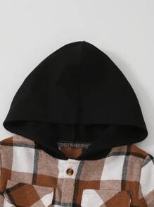 Veste à capuche décontractée pour jeune garçon en patchwork à carreaux