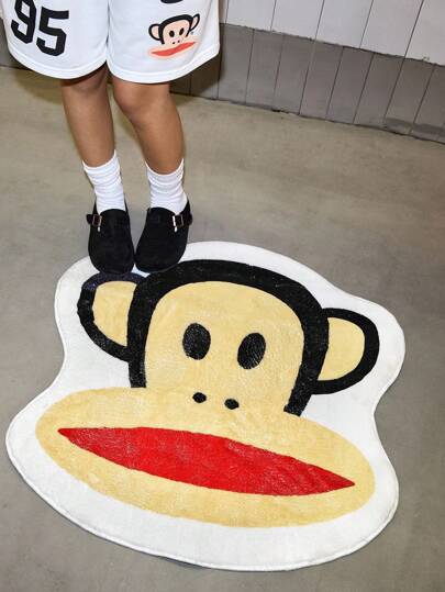 Paul Frank X ROMWE Manta decorativa retro con estampado de dibujos animados de gráficos de niña, de lana sintética gruesa