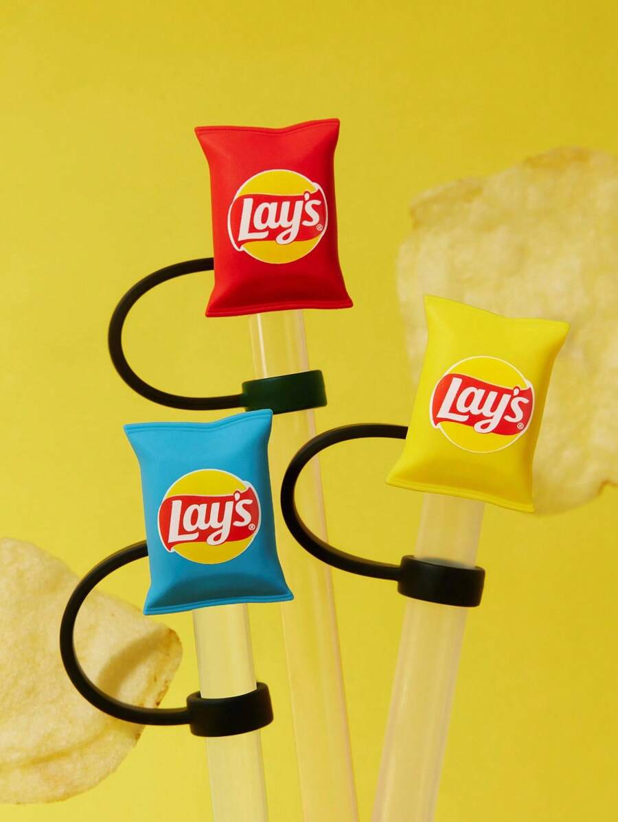 Lay's X SHEIN Dust-Proof Reusable Straw Cap, Suitable For Straws With A Diameter Of 8-10 Mm - Multicolor - View 1