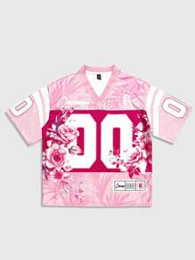 ROMWE MEN Prep 男士度假休闲撞色花卉印花 Polo 衫