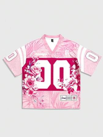 Street Life Men's Casual Contrast Color Floral Print Polo Shirt Jersey