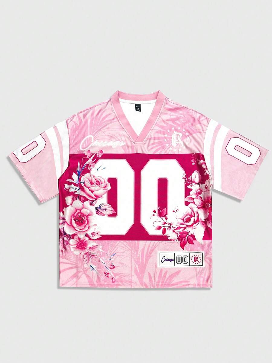 ROMWE MEN Prep 男士度假休闲撞色花卉印花 Polo 衫