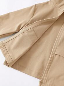 男童/女童时尚纯色休闲拉链长袖夹克