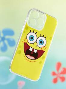SpongeBob SquarePants | SHEIN Durable And Fun Mobile Phone Case - Cartoon Pattern Protective Cover Design, Compatible With IPhone - Yellow - View 2