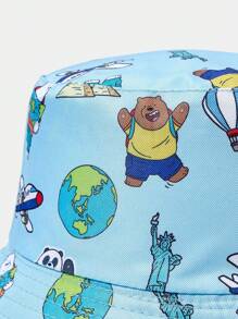 We Bare Bears X SHEIN Letter & Cartoon Pattern Reversible White Baseball Cap - White - View 4