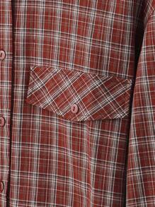 INAWLY 休闲格子长袖女式衬衫 - 棕色 - 查看 6