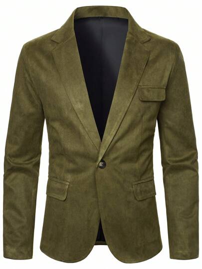 Calvornis Men's Solid Color Lapel Collar Business Suit Blazer, Old Money Style