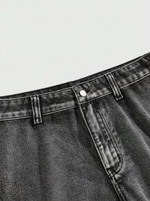 ROMWE MEN Street Life Men's Casual Utility Cargo Denim Shorts - Grey - View 3