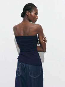 SHEIN X Sofía Suescun Maija 女士蓝色休闲夏季背心，不对称下摆性感日常装，适合音乐节、通勤风格 - 綠色 - 查看 8