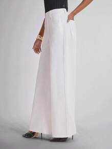 Daynim 女式休闲白色牛仔直筒裤 - 白色 - 查看 4