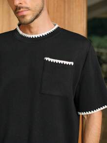 Manfinity BRENVOR Camiseta decorativa de hombre con concha bordada negra