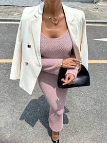 Siren Gaze Elegant Casual Long Fitted Dress For Women, Spring/Autumn Winter - Apricot - View 1
