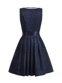 SHEIN Frenchy Women's Fashion French Romantic Floral Print Sleeveless Mid-Length Dress Oktoberfest Dirndl  Oktoberfest Dirndl Tops,Dirndl XL Summer Elegant Evening Dress Blue - Blue - View 9