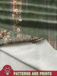 SHEIN LUNE 女士休闲绿色花卉印花短裙，适合春夏季度假