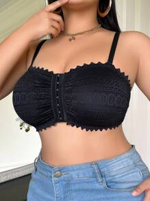 SHEIN 加大码性感蕾丝边钢圈前开合聚拢文胸